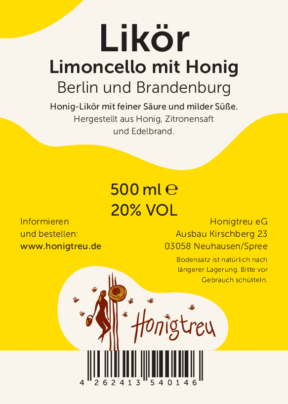 Honig Likör Limoncello - Honigtreu - regionaler Biohonig